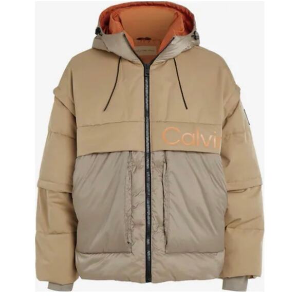 Calvin Klein Jeans modular 2 in 1 Puffer Jacket $325 winter Mens brown New Small - Picture 4 of 12